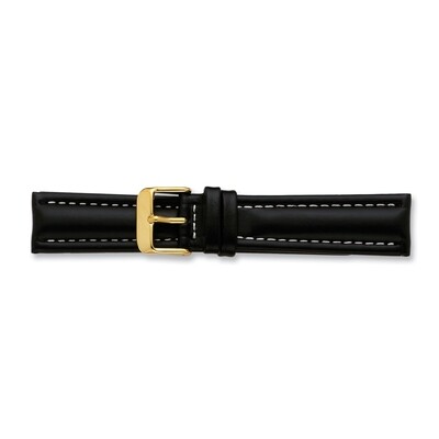 22mm Long Black Oil Tanned Leather Gold-tone Buckle Watch Band  BA192L-22, MPN: BA192L-22,