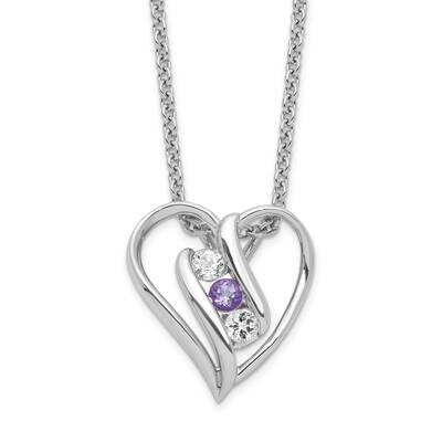 Survivor Clear &amp; Purple Swarovski Topaz Heart Support Necklace Sterling Silver SV227SSPU-16, MPN: S…