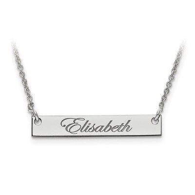 Small Polished Script Name Bar with Chain 14k White Gold XNA640W, MPN: XNA640W, 886774615387