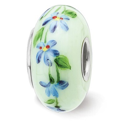 Violets February Fenton Glass Bead Sterling Silver Hand Painted QRS3913FEB, MPN: QRS3913FEB, 197276…