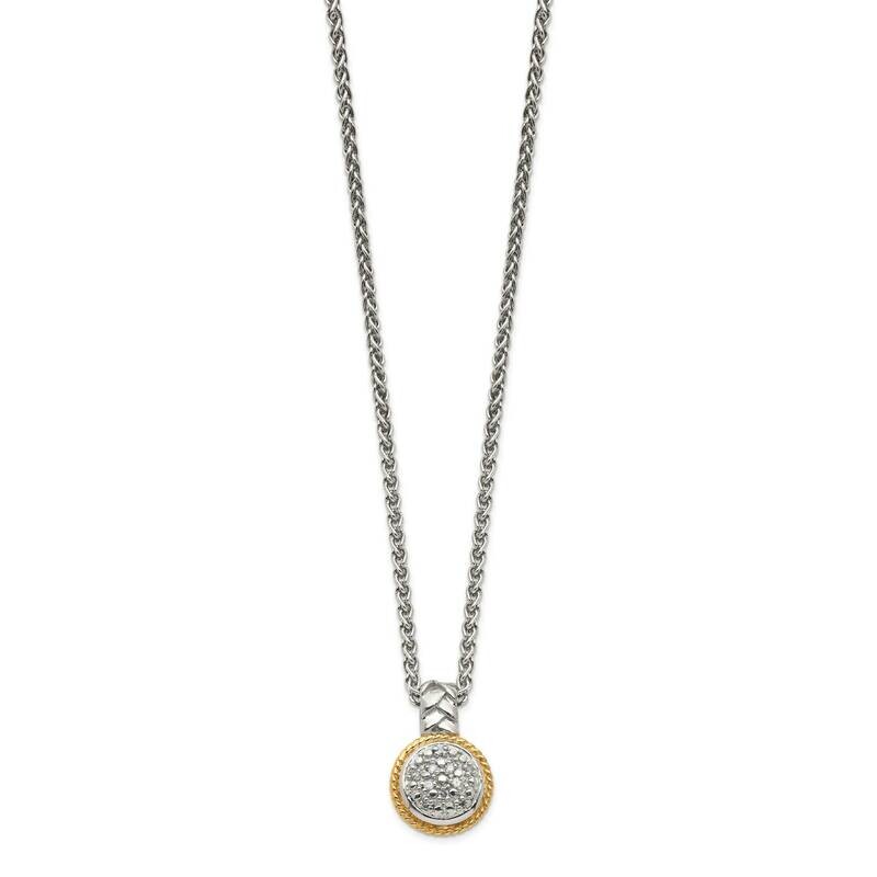 Diamond Necklace Sterling Silver 14k Gold Polished QTC1524