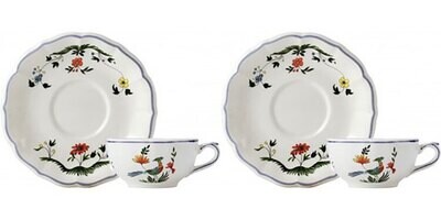 Gien Oiseaux De Paradis Us Tea Cups &amp; Saucers 01112PTU49, MPN: 01112PTU49, 840769062242