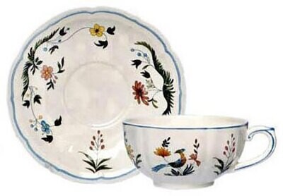 Gien Oiseaux De Paradis Breakfast Cups &amp; Saucers 01112PTA26, MPN: 01112PTA26, 840769000916