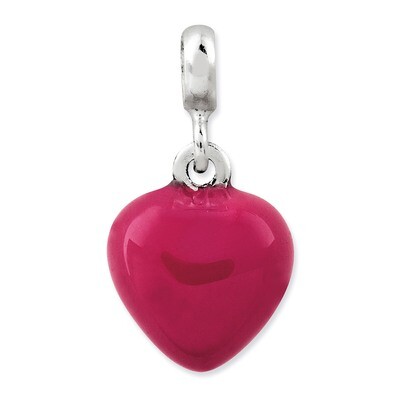 Pink Enamel Heart Enhancer Sterling Silver QN147, MPN: QN147, 191101279195