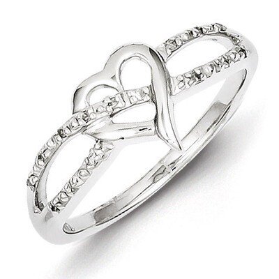 Heart Ring Sterling Silver Rhodium-plated Diamond QR5651, MPN: QR5651, 883957408347