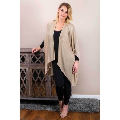 Tan Gauze &amp; Gold Beaded Kimono GM24519, MPN: GM24519, 603799011105