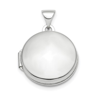 Domed 16mm Round Locket Sterling Silver Rhodium-plated Polished QLS840, MPN: QLS840, 886774120935