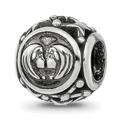 Antiqued Zodiac Gemini Bead Sterling Silver QRS4089, MPN: QRS4089,