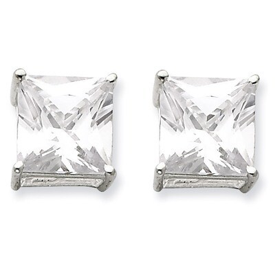 10mm Square Diamond Basket Set Stud Earrings Sterling Silver QE7510, MPN: QE7510, 883957532950