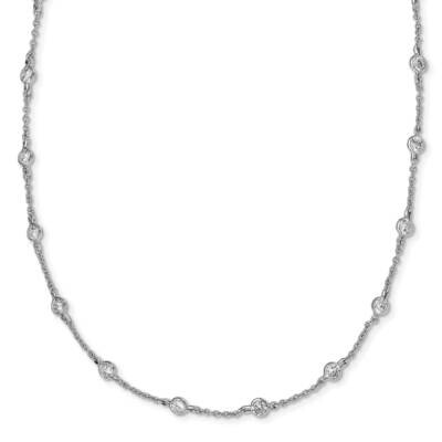 CZ Diamond Station 36 Inch Necklace Sterling Silver Rhodium Plated QCM701-36, MPN: QCM701-36, 88677…
