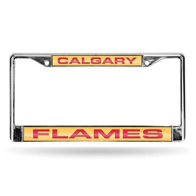 NHL Calgary Flames Laser Chrome Car License Plate Frame-Yellow with Red GC7105, MPN: GC7105, 767345…