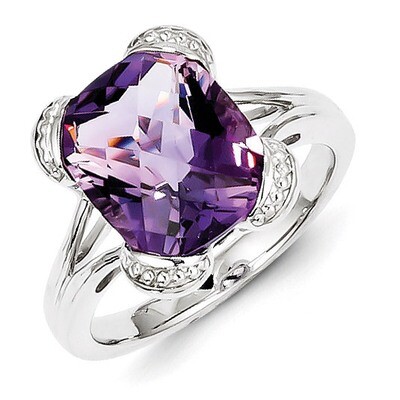 Sterling Silver Amethyst Ring QR4585AM-7
