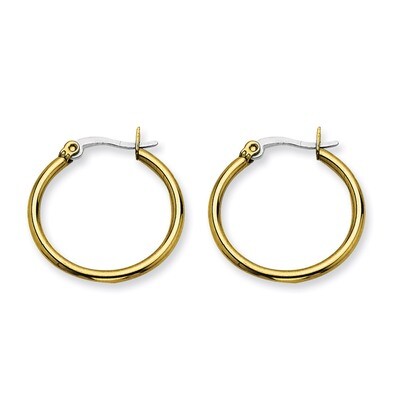 Gold IP plated 26mm Hoop Earrings - Stainless Steel SRE559 by Chisel, MPN: SRE559, 883957584393