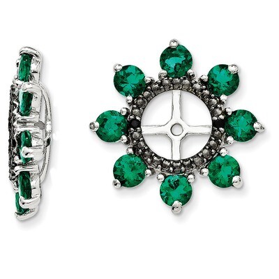 Created Emerald &amp; Black Sapphire Earring Jacket Sterling Silver Rhodium QJ114MAY, MPN: QJ114MAY, 19…