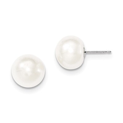 11-12mm White Button Cultured Pearl Stud Earrings 14k White Gold XW110BW, MPN: XW110BW, 191101434914
