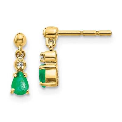 Emerald &amp; Diamond Dangle Earrings 14k Gold EM5617-EM-001-YA, MPN: EM5617-EM-001-YA, 883957414256