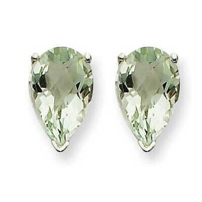 9x6 Pear Checker-Cut Green Quartz Earrings 14k White Gold XE82WCG, MPN: XE82WCG, 883957103983