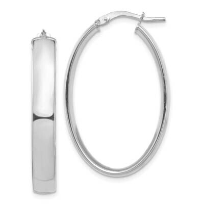 5mm Oval Hoop Earrings 14k White Gold High Polished TF1408W, MPN: TF1408W, 191101987243