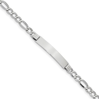 7 Inch Polished ID with Semi-Solid Figaro Bracelet 14k white Gold DCID108W-7, MPN: DCID108W-7, 8839…