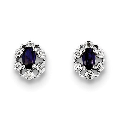 Sapphire &amp; Diamond September Earrings Sterling Silver QBE22SEP, MPN: QBE22SEP, 883957495323