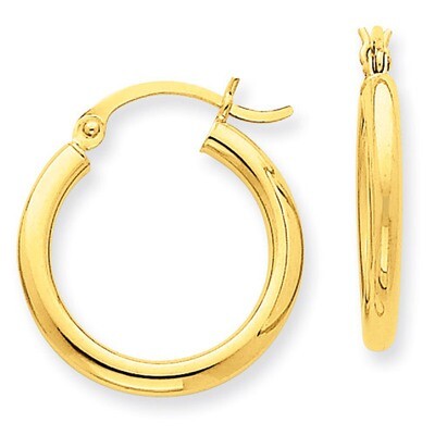 2.5mm Lightweight Round Hoop Earrings 14k Gold Polished T931L, MPN: T931L, 883957287744