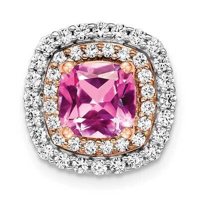 Created Pink Sapphire Pendant 14k Two-tone Gold Lab Grown Diamond PM7501-CPS-055-WRLG, MPN: PM7501-…