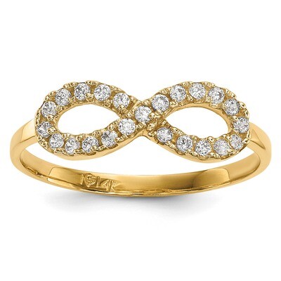 CZ Diamond Infinity Symbol Ring 14k Gold R610, MPN: R610, 886774037158