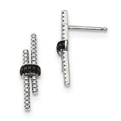Black Spinel &amp; CZ Earrings Sterling Silver QMP1456, MPN: QMP1456, 191101075636