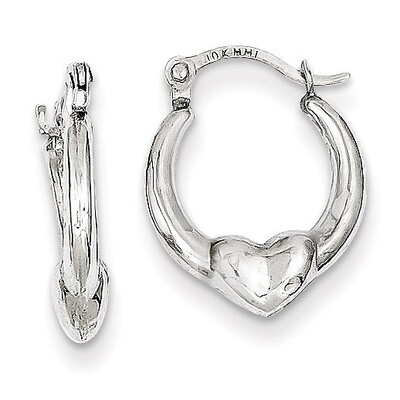 Heart Hollow Hoop Earrings 10k White Gold 10ER265, MPN: 10ER265, 883957528663