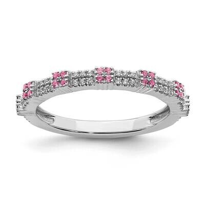 Pink Tourmaline &amp; Diamond Ring Sterling Silver QSK2157, MPN: QSK2157, 191101212796