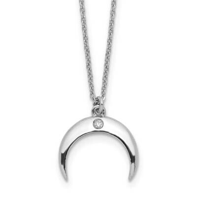 CZ Diamond Moon Necklace 16 Inch Sterling Silver Rhodium-Plated QG6100-16, MPN: QG6100-16, 19690416…
