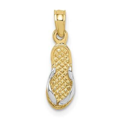 Rhodium Single Flip-Flop Pendant 10k Gold 10K1857, MPN: 10K1857,