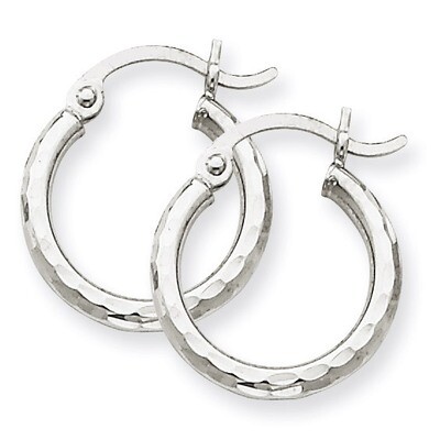 Diamond-cut 2mm Round Tube Hoop Earrings 14k White Gold TC223, MPN: TC223, 883957289007