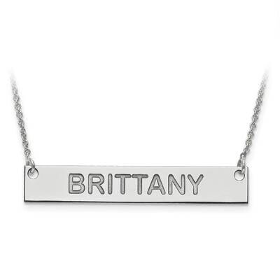 Medium Polished Block Letter Name Bar with Chain 14k White Gold XNA644W, MPN: XNA644W, 191101220166