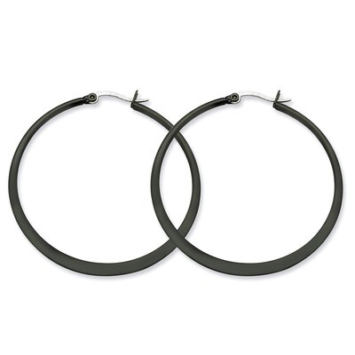 Black IP plated 55mm Hoop Earrings - Stainless Steel SRE417 by Chisel, MPN: SRE417, 886774039428