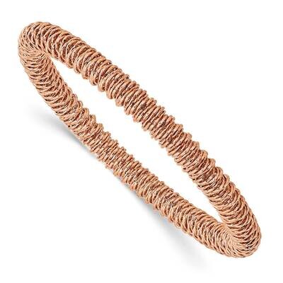 Sterling Silver Rose Tone Spiral D/C Stretch Bracelet QBR4511-RG