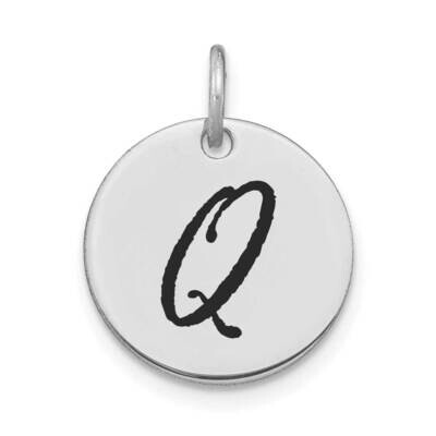Letter Q Black Epoxy Initial Disk Charm 14k White Gold Polished YC1436WQ, MPN: YC1436WQ, 1969040901…