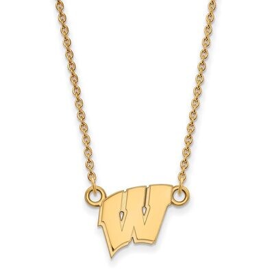 University of Wisconsin Small Pendant with Chain Necklace Gold-plated Silver GP015UWI-18, MPN: GP01…