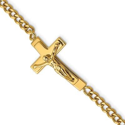 Yellow Ip-Plated Crucifix 8 Inch Bracelet Stainless Steel Polished SRB2655-8, MPN: SRB2655-8, 19110…