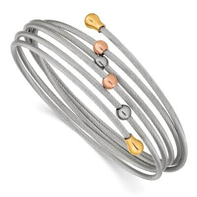 Rose and Yellow Ip-Plated Flexible Coil Bangle Stainless Steel Polished SRB2604, MPN: SRB2604, 1911…