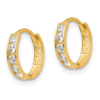 Synthetic Diamond Hinged Hoop Earrings - 14k Gold SE2378 by Madi K, MPN: SE2378, 883957534336
