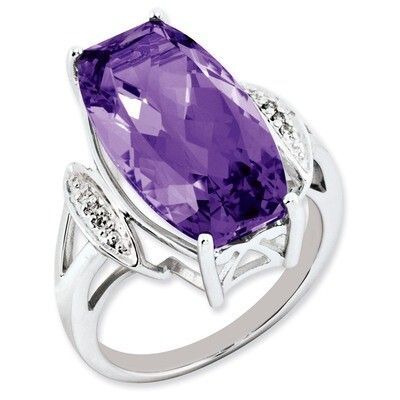 Amethyst &amp; Diamond Ring Sterling Silver QR3199AM, MPN: QR3199AM, 883957671901