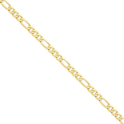 7mm Flat Figaro Chain 24 Inch 14k Gold FFL180-24, MPN: FFL180-24, 886774416687