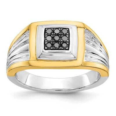 Black Diamond Mens Ring 14k Two-tone Gold RM5827-BK-016-WYA, MPN: RM5827-BK-016-WYA, 883957386959