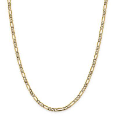 3.9mm Semi-Solid with Rhodium Pav Figaro Chain 22 Inch 14k Gold PWC100-22, MPN: PWC100-22, 8839571…