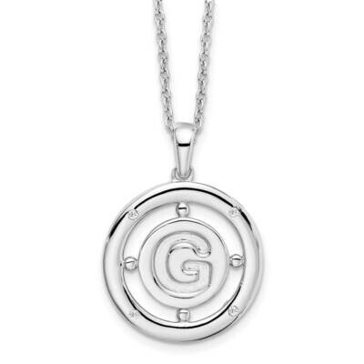 White Ice .025Ct. Diamond Initial G Necklace Sterling Silver QW499G-18, MPN: QW499G-18, 191101479182