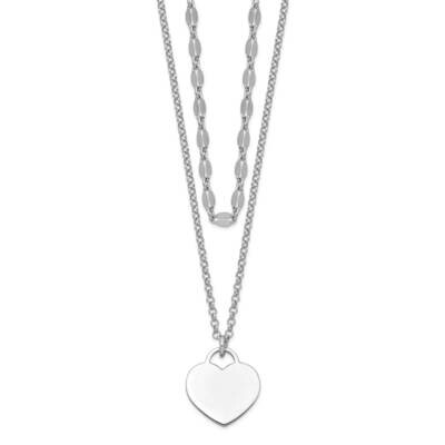 2-Strand Heart with 4 Inch Extension Choker Necklace Sterling Silver Rhodium-Plated QG5197-13, MPN:…