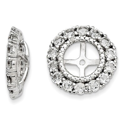 Diamond &amp; White Topaz Earring Jacket Sterling Silver Rhodium QJ146APR, MPN: QJ146APR, 886774194578
