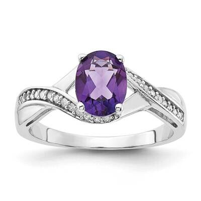 Sterling Silver Polished Amethyst and Diamond Ring RLS6627/AM-SSBS45-7