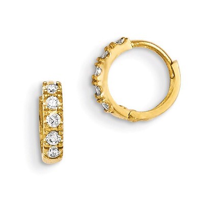 CZ Children&#39;S Hinged Hoop Earrings 14k Gold GK648, MPN: GK648, 191101366598